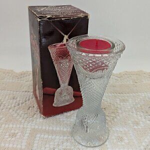 Avon 'Heart & Diamond' Fostoria Glass Candle Holder w Original Box